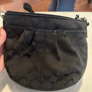 EUC Coach Black Pleated Crossbody Bag with Zipper Closure